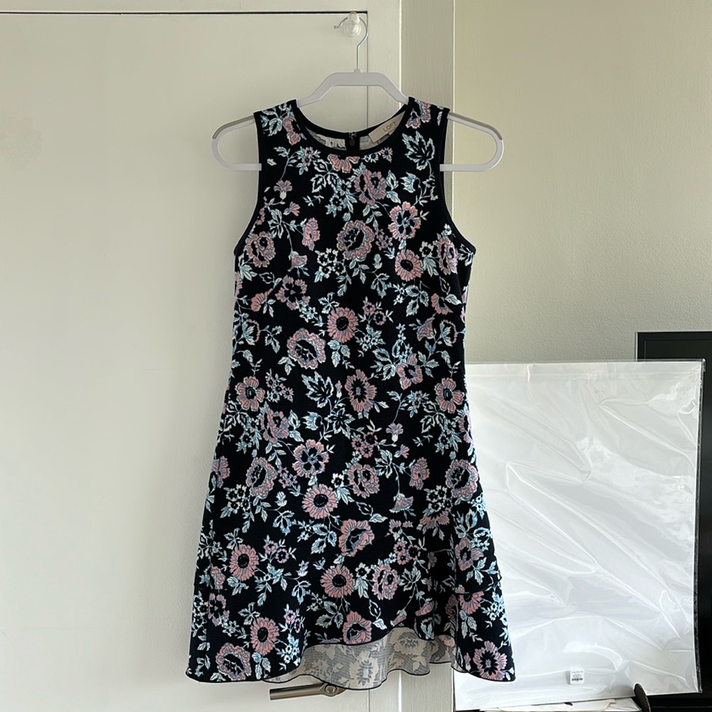 Pink and blue flower dress. Loft, size medium.